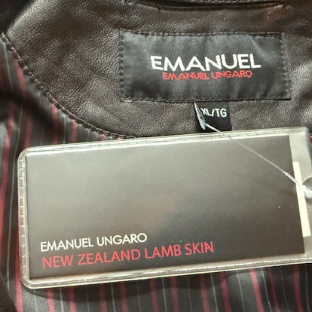 Emanuel Ungaro New Zealand Lamb skin mens extra large black jacket, NWT - Picture 7 of 13